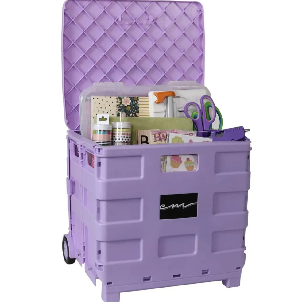4 Pack: Everything Mary Collapsible Rolling Cart with Lid