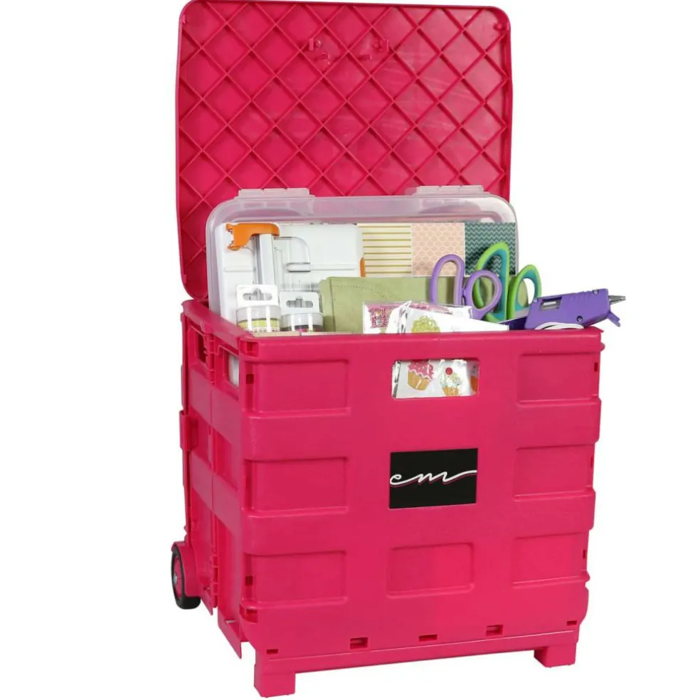 4 Pack: Everything Mary Collapsible Rolling Cart with Lid