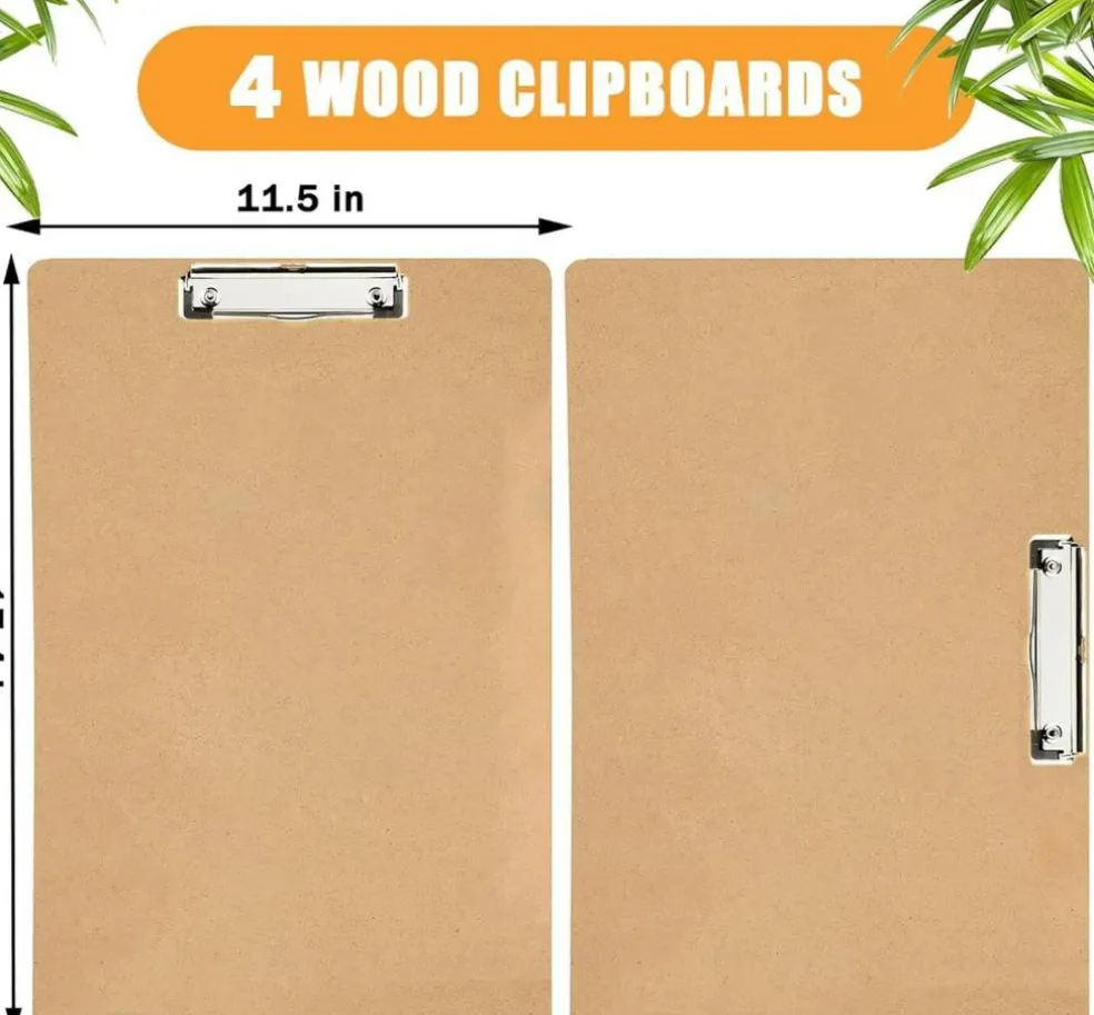 4-Pack Extra Large 11×17 in Wooden Clipboards – Vertical & Horizontal, Low Profile for Drawing & Art