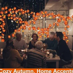 3 Pack Fall Garland with Pumpkin Lights & Enlarged Maple Fall Halloween String Lights Pumpkin Decor, 30Ft 60LED Waterproof Battery Operated Fall Decorations for Home Thanksgiving Decor Indoor Outdoor