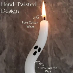 4-Pack Ghost Taper Candles – Cute Halloween Candle Decor for Table, Mantel & Indoor Party Centerpieces