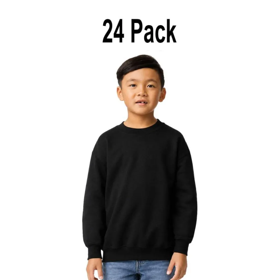 24 Pack Gildan Youth Heavy Blend Crewneck Sweatshirt Free Shipping