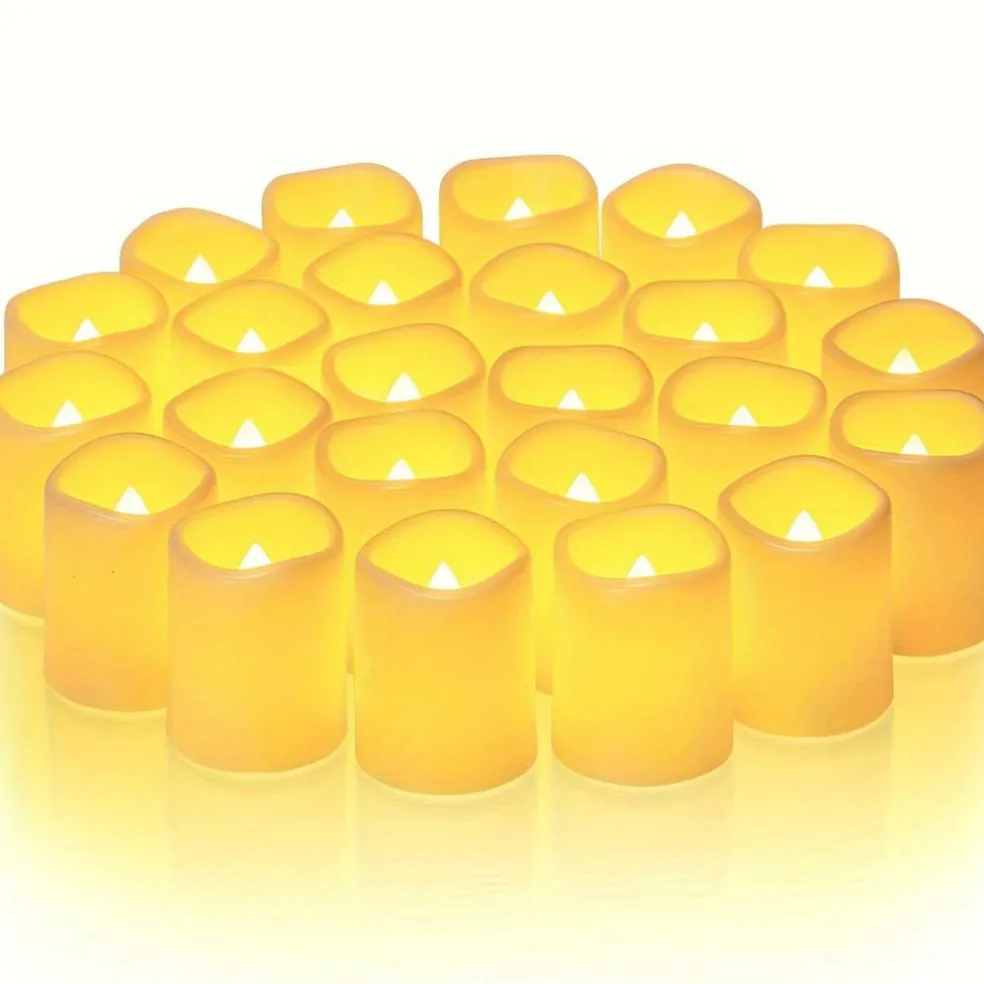 24 Pack Glowing Flameless Candles Battery Powered LED Coal Oil Candles
