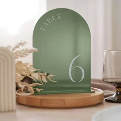 15 Pack Gold Acrylic Wedding Table Numbers with Stands Double Sided Arch Table Number Signs 5 x 7 Inch for Wedding Reception Bridal Shower Banquet Event Decorations