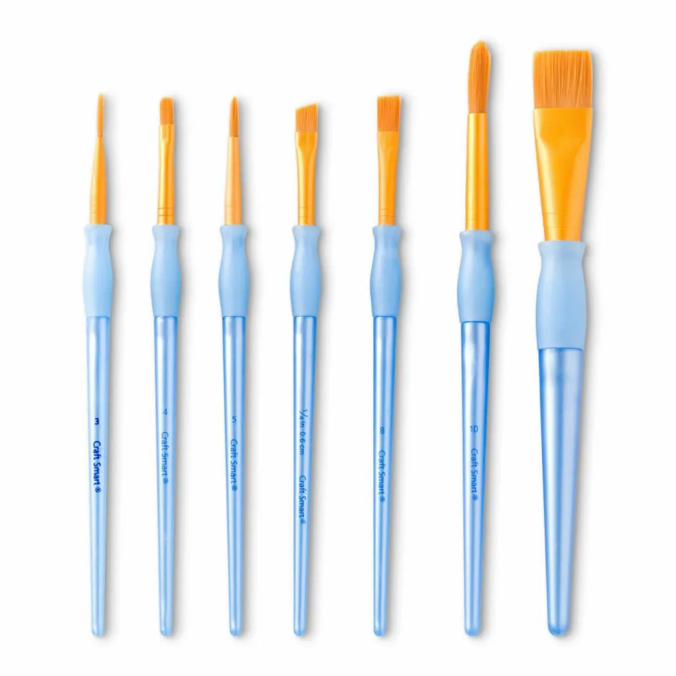9 Pack: Golden Taklon Flat Variety Brush Set by Craft Smart®