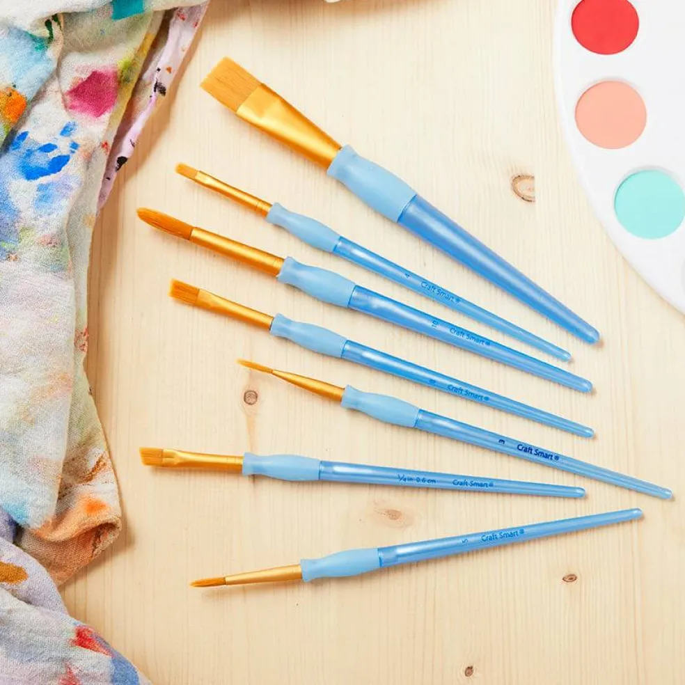 9 Pack: Golden Taklon Flat Variety Brush Set by Craft Smart®