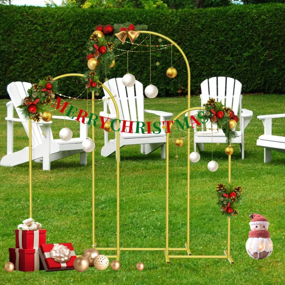 3 Pack Gold Metal Arch Backdrop Stand, 3 Sizes Wedding Arched Frame for Party Birthday Decor