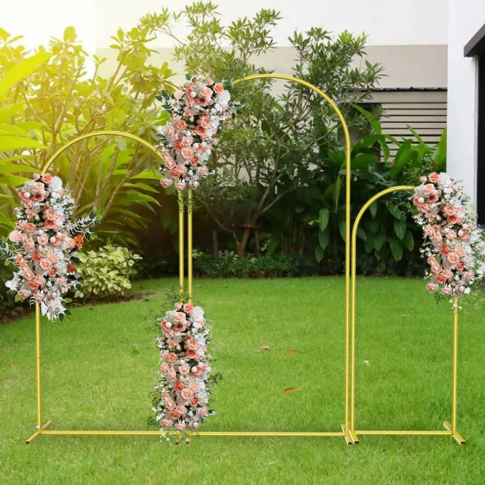 3 Pack Gold Metal Arch Backdrop Stand, 3 Sizes Wedding Arched Frame for Party Birthday Decor