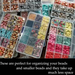 10-Pack 15-Grid Plastic Bead Organizer Boxes – Clear Storage Containers with Adjustable Dividers for Diamond Painting, Jewelry, Crafts, Sewing, Cross Stitch, and Small Fishing Tackle