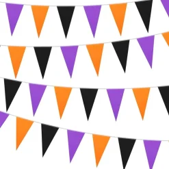 10 Pack Halloween Pennant Banner Flags 328 Ft | Black Purple Orange Triangle Bunting Garland for Indoor Outdoor Party, Porch, Wall & Seasonal Decor