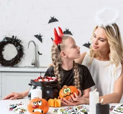 36 Pack Halloween Pumpkin Decorating Stickers Mini Make 36 Small Pumpkin Face Stickers for Halloween Kids Toddlers Party Favors Treats Sticker Gifts 18 Sheets, Pumpkins not Included