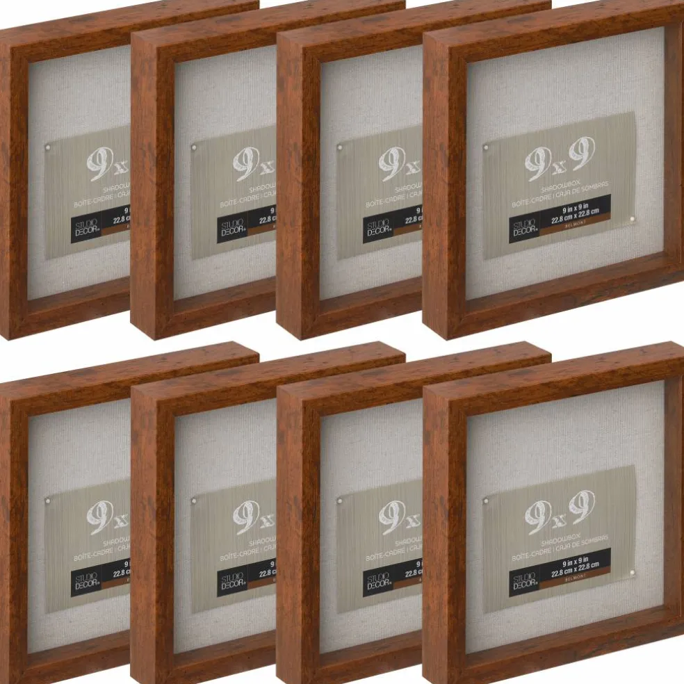 8 Pack: Honey Belmont 9" x 9" Shadowbox by Studio Décor®