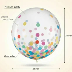 4 Pack 24 Inch Large Confetti Balloons, Giant Clear Latex Balloons with Colorful Tissue Confetti Inside, Big Party Balloons for Birthday, Baby Shower, Wedding, Engagement, Graduation Decorations