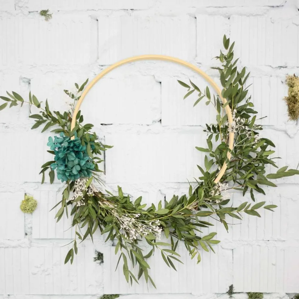 6 Pack 10 Inch Wooden Bamboo Floral Hoops Wreath