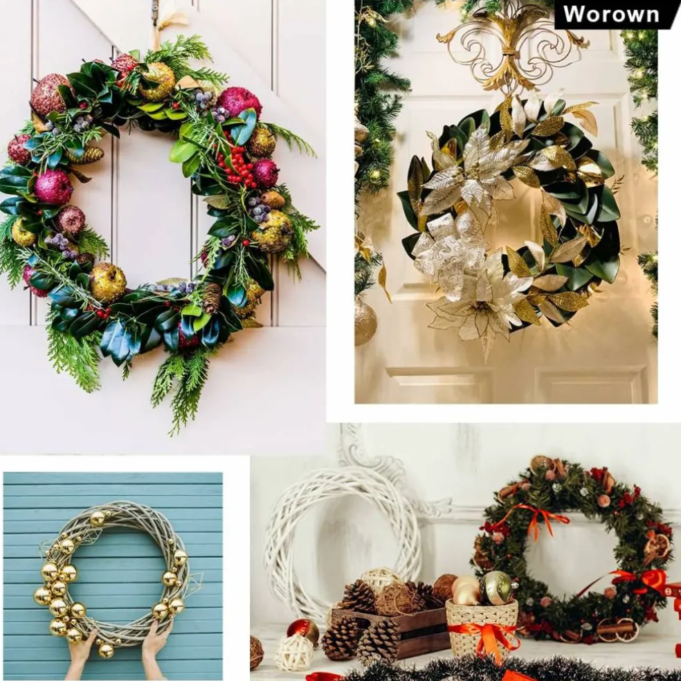6 Pack 10 Inch Wooden Bamboo Floral Hoops Wreath
