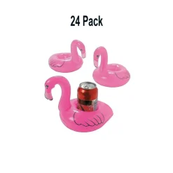 24 Pack: Inflatable Floating Pink Flamingo Vinyl Coasters