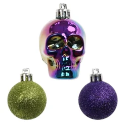 6 Pack Iridescent Skull & Ball Shatterproof Ornaments by Ashland®