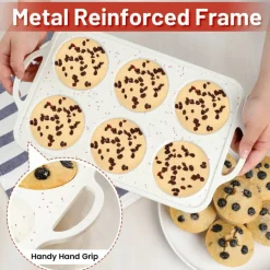 2-Pack Jumbo 6-Cup Silicone Muffin Pans, Metal Frame, Nonstick (Confetti)