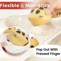 2-Pack Jumbo 6-Cup Silicone Muffin Pans, Metal Frame, Nonstick (Confetti)