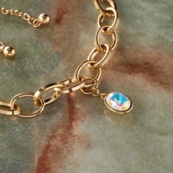 12 Pack: 14K Gold Plated AB Austrian Crystal Oval Charm by Bead Landing™
