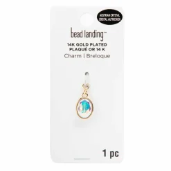 12 Pack: 14K Gold Plated AB Austrian Crystal Oval Charm by Bead Landing™