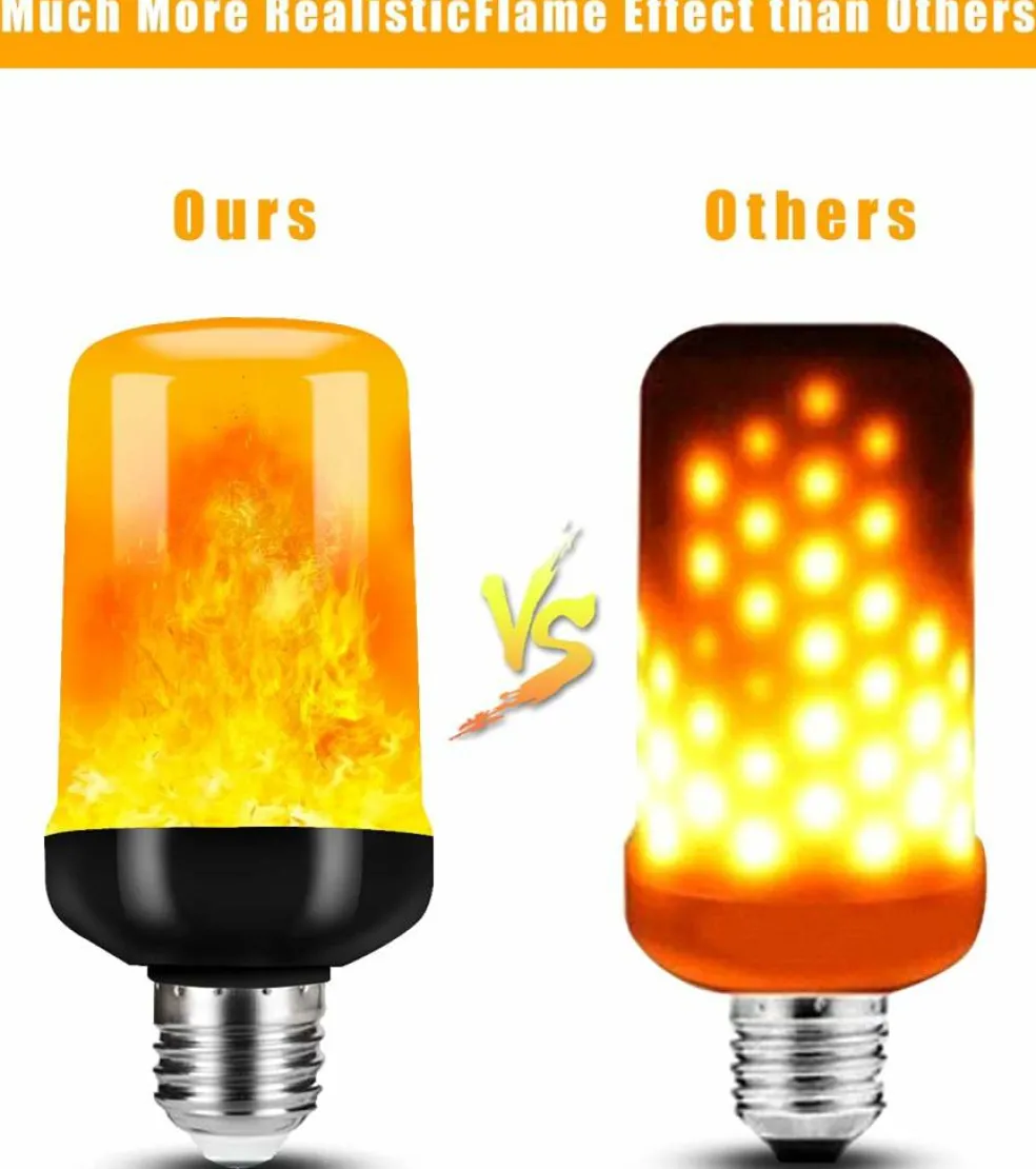 2 Pack LED Flame Light Bulbs - 4 Modes with Upside Down Effect