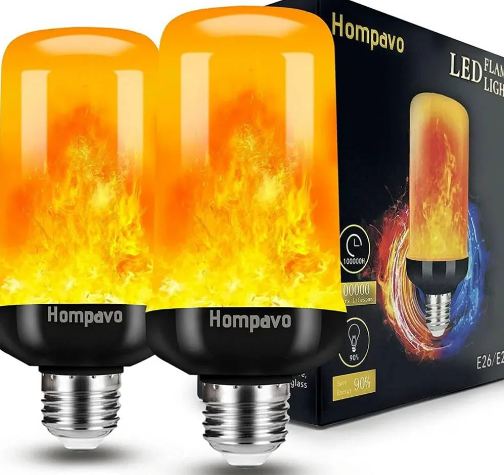 2 Pack LED Flame Light Bulbs - 4 Modes with Upside Down Effect