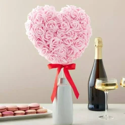 100 Pack Light Pink Artificial Flowers, Bulk Stemless Fake Foam Roses, 3 in