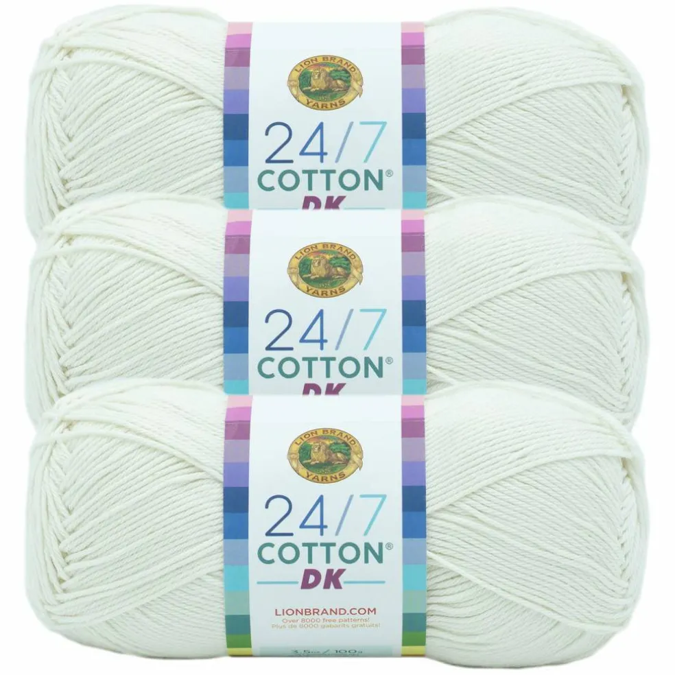 3 Pack Lion Brand® 24/7 Cotton® DK Yarn