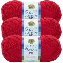 3 Pack Lion Brand® 24/7 Cotton® DK Yarn