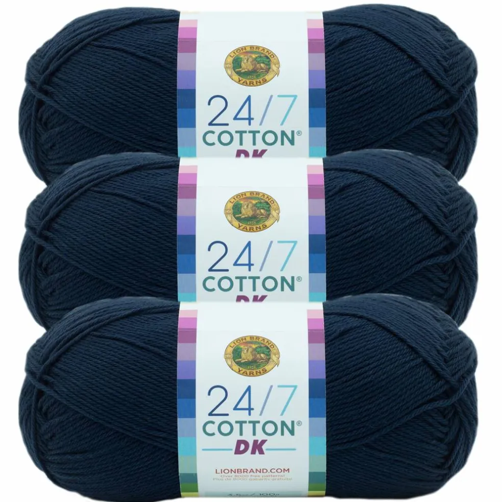 3 Pack Lion Brand® 24/7 Cotton® DK Yarn