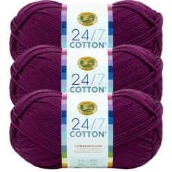3 Pack Lion Brand® 24/7 Cotton® Yarn