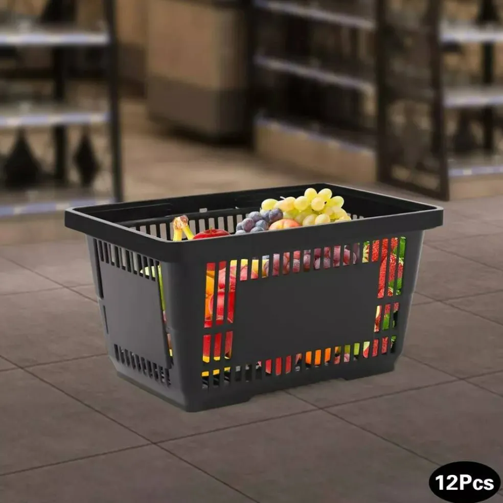 12 Pack 21L Shopping Basket Invisible Handle Design