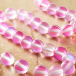 12 Pack: Matte Pink Synthetic Opal Glass Round Beads, 8mm by Bead Landing™