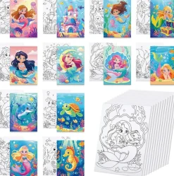 12 Pack Mermaid Ocean Pre-Drawn Canvas Painting Kit, 5x7 Inch Pre-Printed Canvas Set for Paint Party, DIY Beginner Acrylic Art Set for Kids & Adults, Mermaid Themed Creative Craft Activity