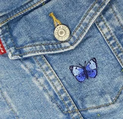 (3 Pack) Mini Blue Butterfly, Embroidered, Iron-on Patch