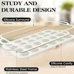 2-Pack Mini Silicone Muffin Pans, 24-Cup Nonstick with Metal Frame & Handles (Cream)