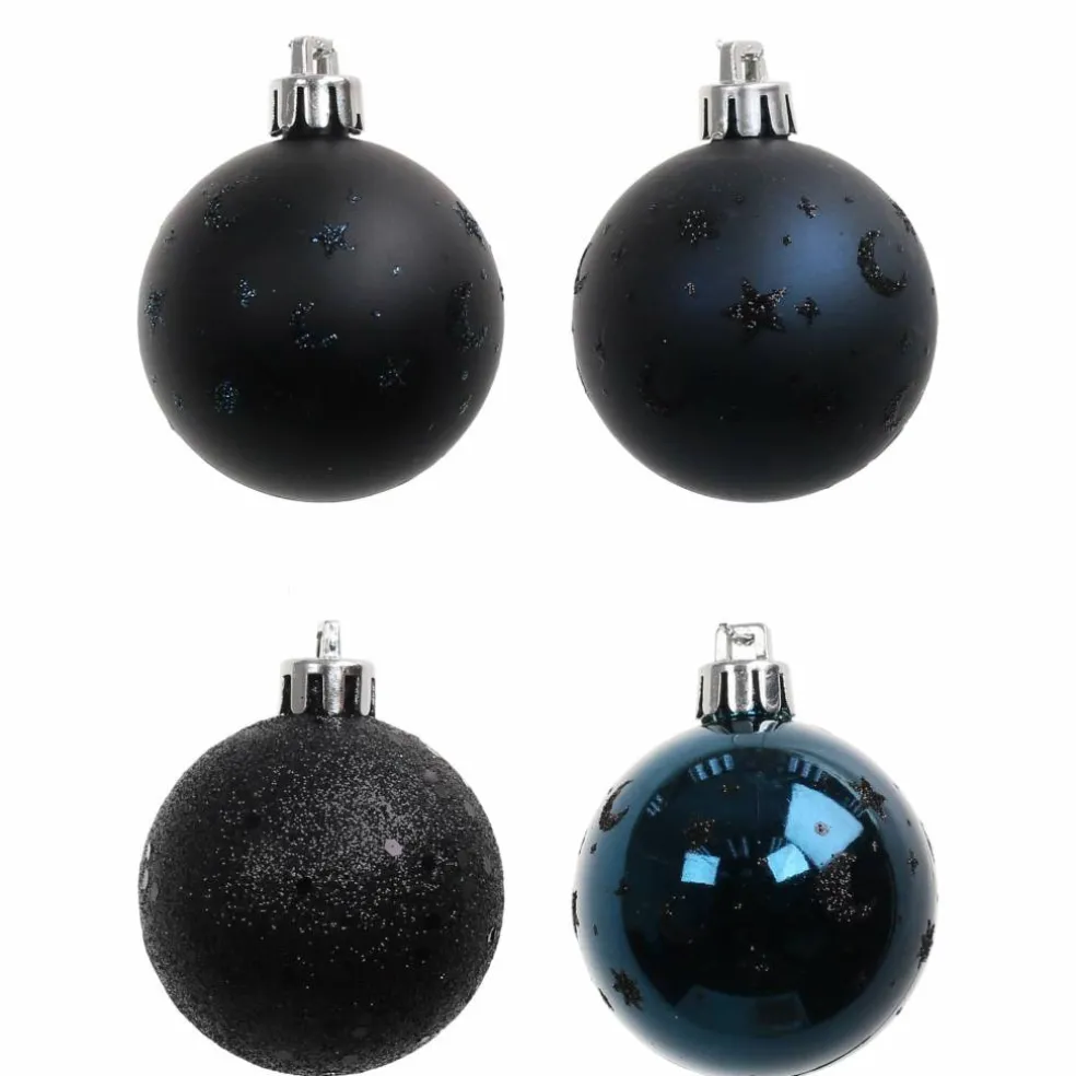 6 Pack 45mm Black Celestial Halloween Ball Ornaments by Ashland®