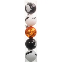 5 Pack 57mm Black, Orange & White Halloween Ornaments by Ashland®