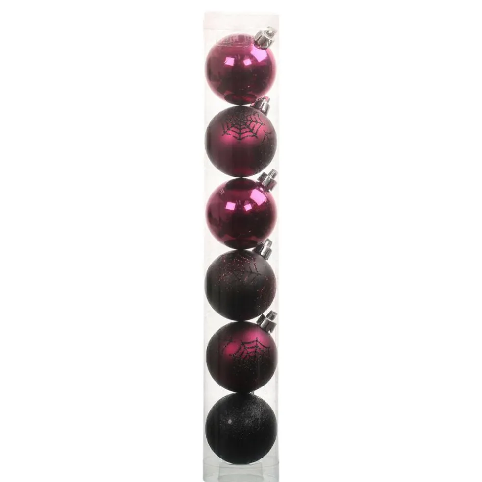 6 Pack 45mm Black Spiderweb Shatterproof Ball Ornaments by Ashland®