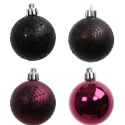 6 Pack 45mm Black Spiderweb Shatterproof Ball Ornaments by Ashland®