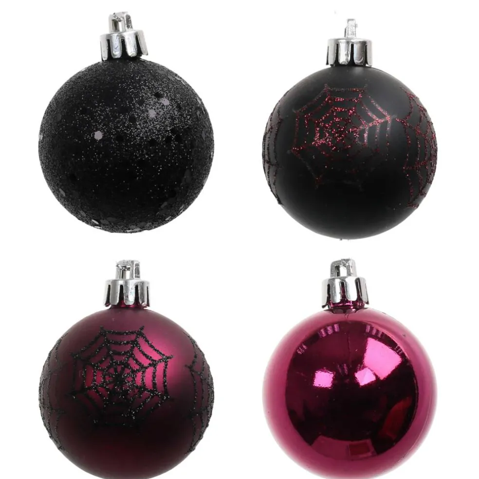 6 Pack 45mm Black Spiderweb Shatterproof Ball Ornaments by Ashland®