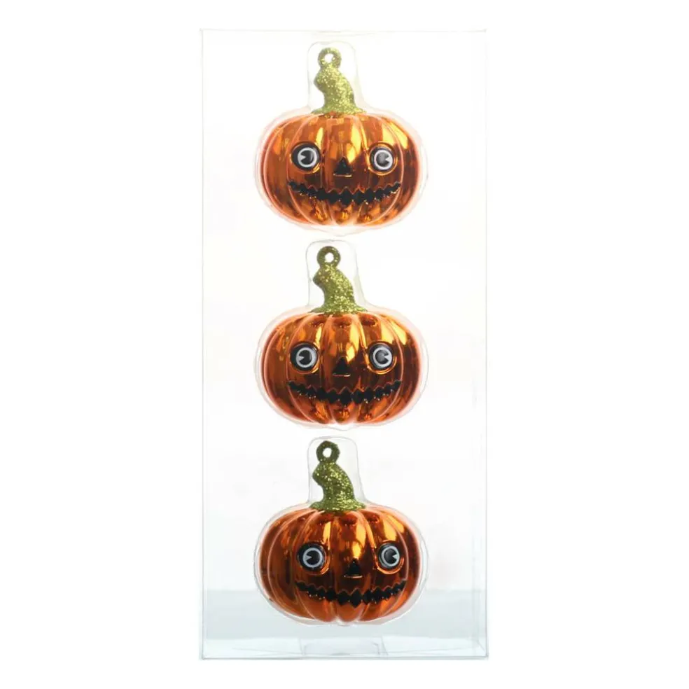 3 Pack 60mm Glitter Jack-o'-Lantern Shatterproof Ornaments by Ashland®