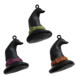 3 Pack 72mm Glitter Witch Hat Shatterproof Ornaments by Ashland®