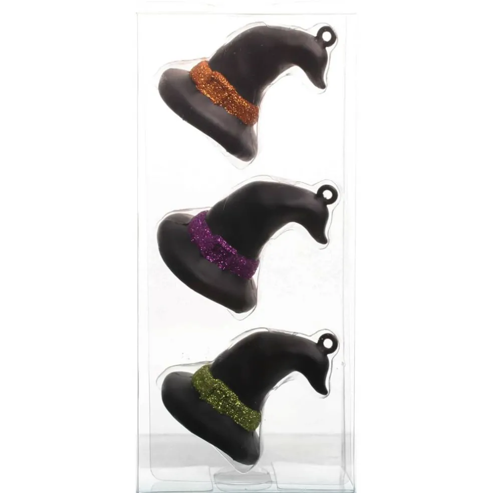 3 Pack 72mm Glitter Witch Hat Shatterproof Ornaments by Ashland®
