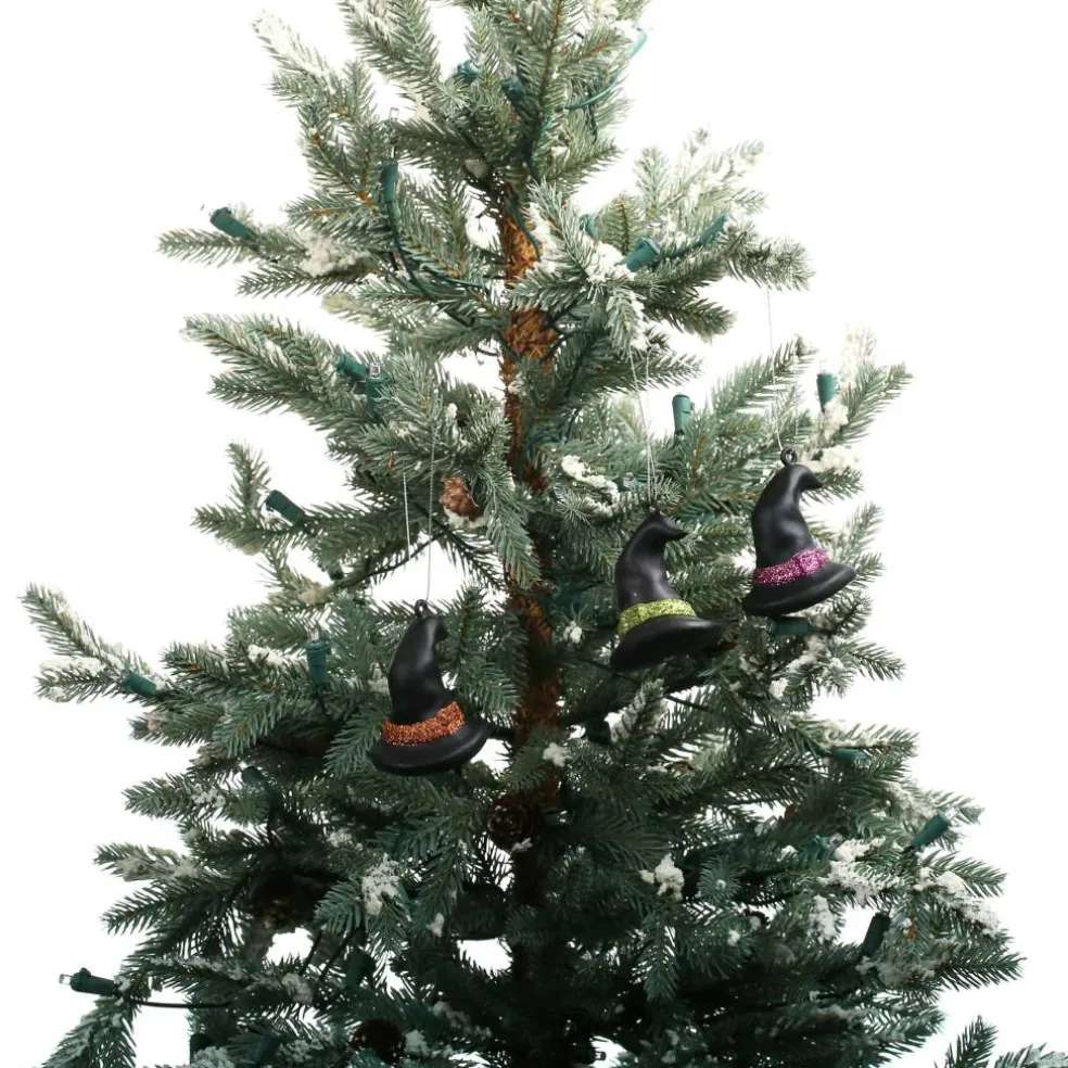 3 Pack 72mm Glitter Witch Hat Shatterproof Ornaments by Ashland®