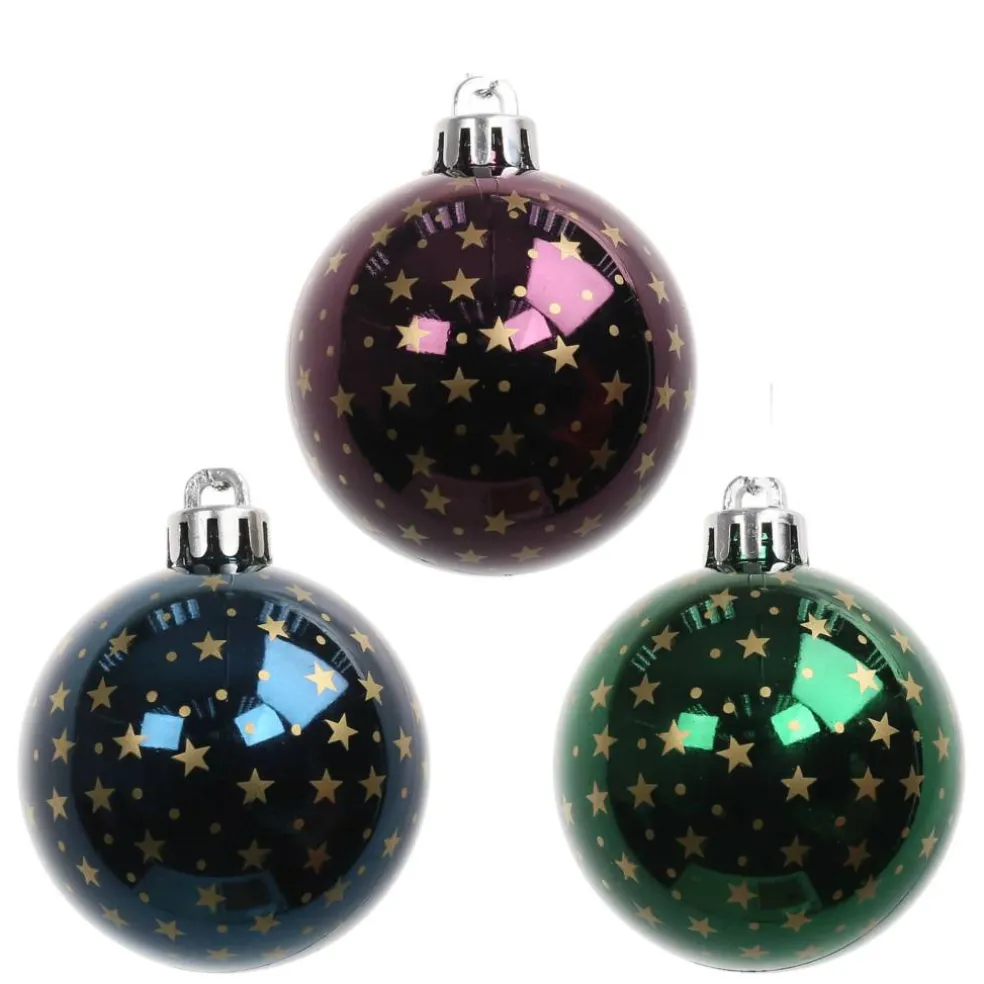 5 Pack 57mm Purple, Green & Blue Star Shatterproof Ball Ornaments by Ashland®