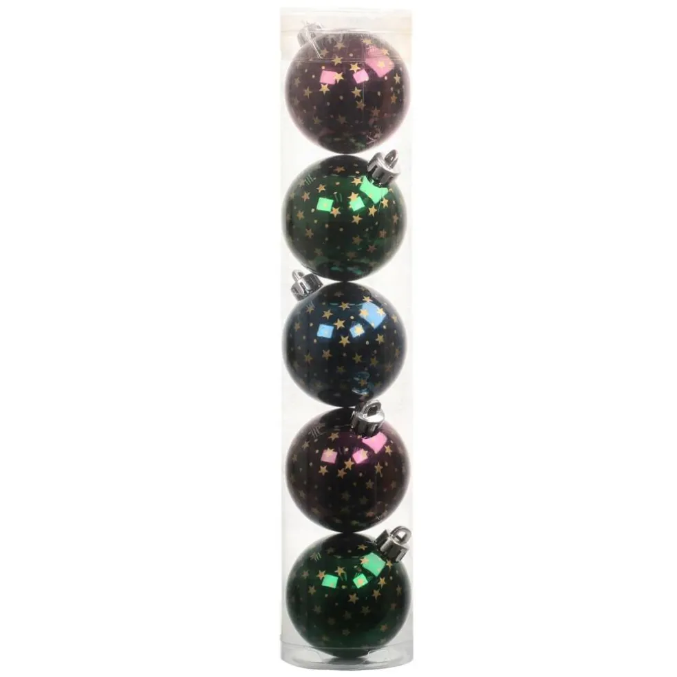 5 Pack 57mm Purple, Green & Blue Star Shatterproof Ball Ornaments by Ashland®