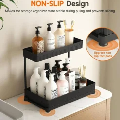 3 Pack Multi-Purpose Under Sink Organizers and Storage (Black)
