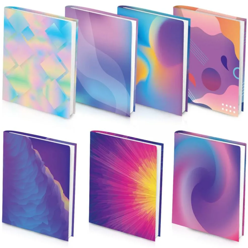 7 Pack Neon Pattern Jumbo Fabric Book Covers, Washable Durable Reusable Nylon, Stretchable for Hardcover Textbooks & Notebooks up to 9'x11'